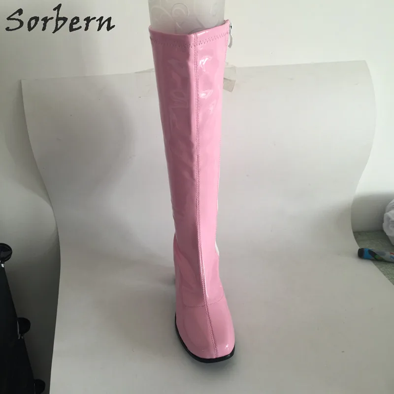 Sorbern/костюмы на Хэллоуин; женские сапоги до колена с квадратным носком; коллекция 1960 года; Сапоги GOGO в винтажном стиле; 60s 70 s; модные вечерние размера плюс