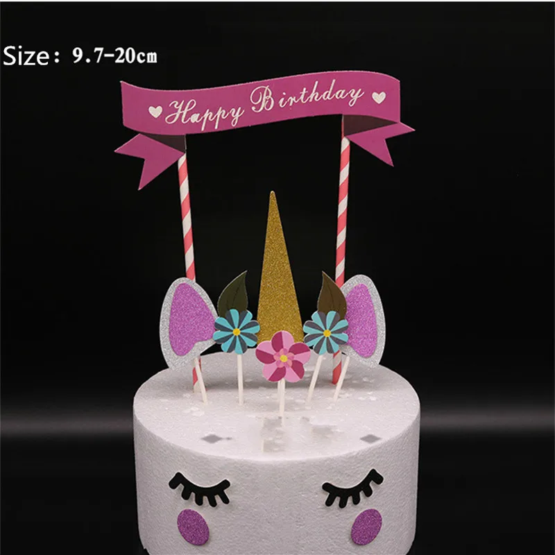 1 Набор розовый Топпер для торта ручной работы в вечерние единорога украшение