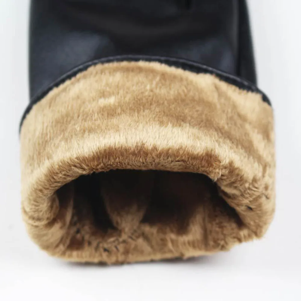 

New Women's Gloves Genuine Leather Winter Warm Fluff Woman Soft Female Rabbit Fur Lining Riveted Clasp High-quality Mittens 7.9