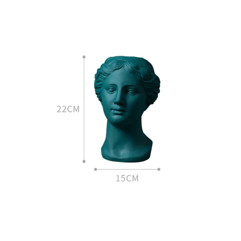 Nordic Sculpture Fairytale Beauty Portrait Goddess Face Flower Arrangement Flowerpot Vase Head Rough Beautiful Home Decor Pot - Цвет: Green