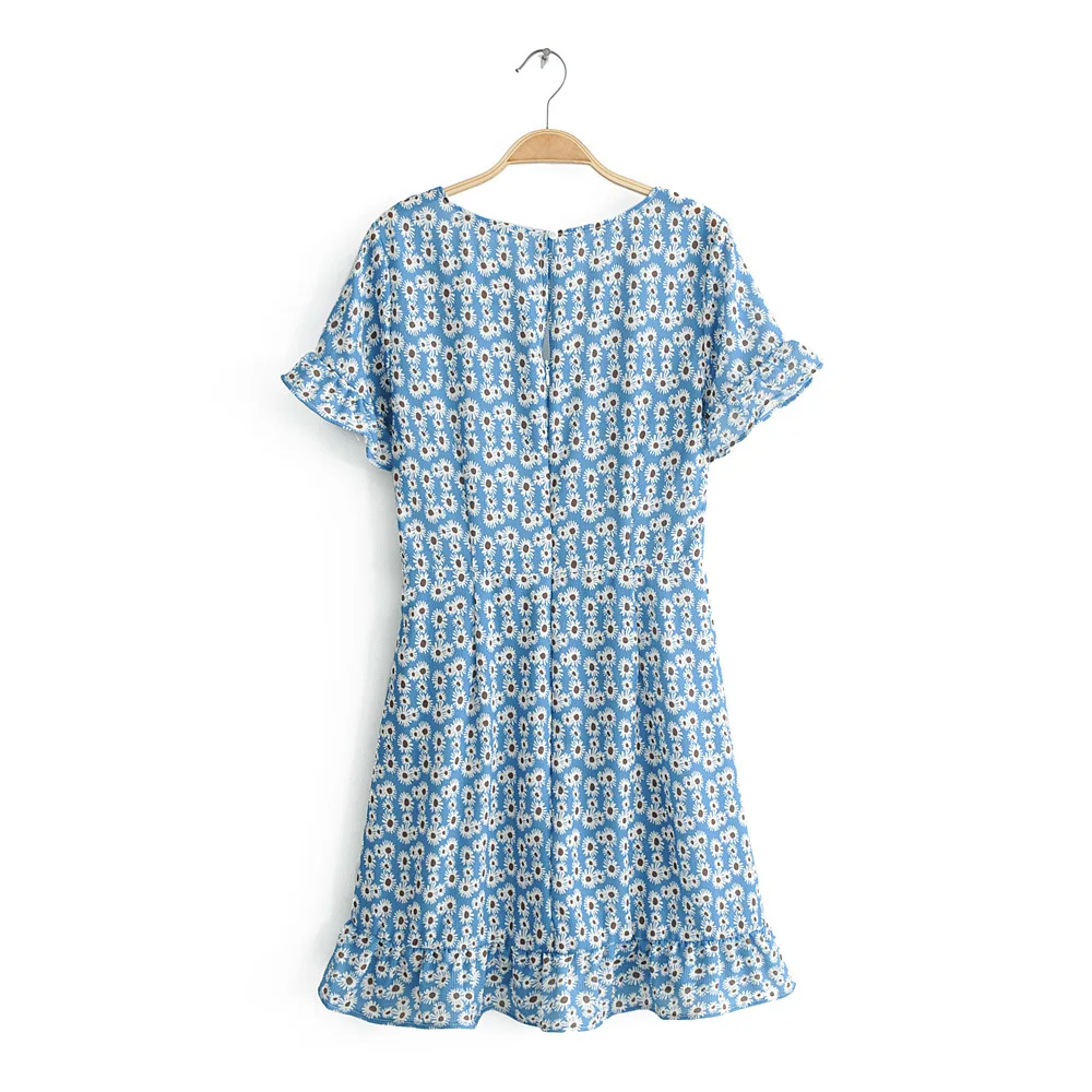 Женское повседневное мини платье летнее плиссированное с коротким рукавом и