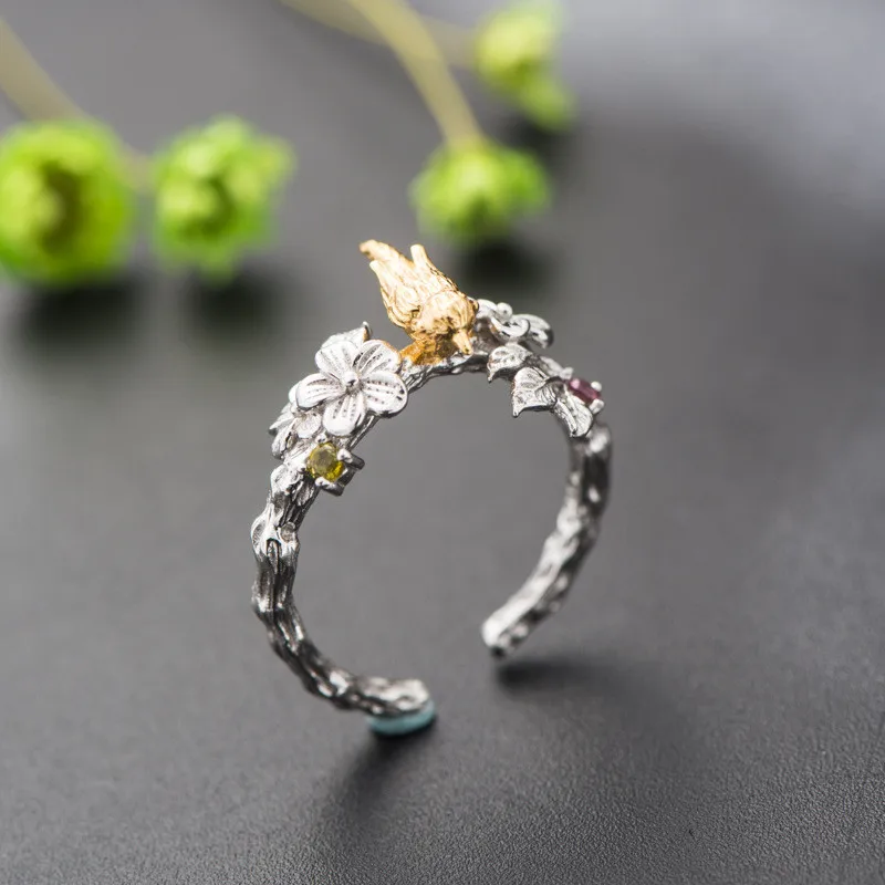 Женское винтажное Открытое кольцо из настоящего серебра 925 пробы в китайском