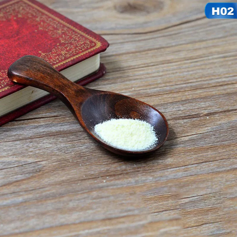 1 шт.,, маленькая мини ложка из натурального дерева, ложка для чая, меда, кофе, приправ, соль, сахар, ложка - Цвет: 02