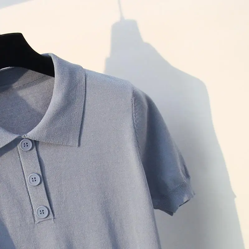 2019 Women Sweaters Summer Thin Rayon Pullovers Knitted Shirts Ladies Knitting Tops Blue White Knitwear Short Sleeve Jumpers | Женская