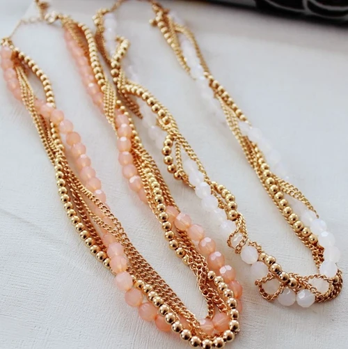 3 цвета модные корейские multi Слои Твист трикотажные Кристалл Бусины Чокеры