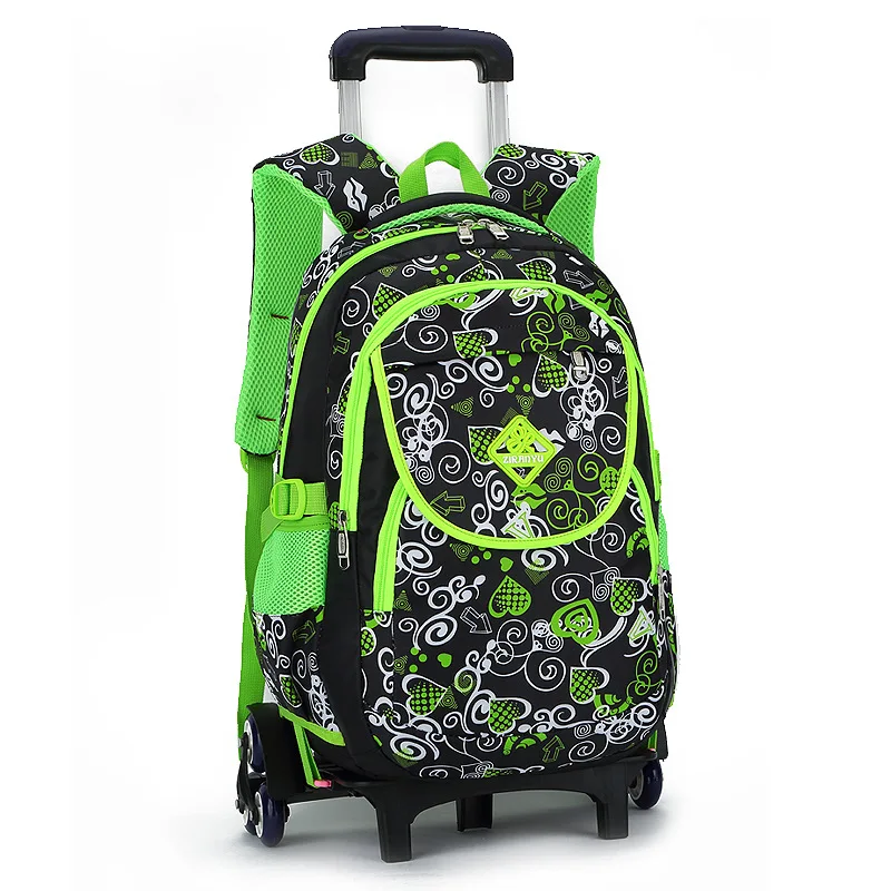 Красивая одежда с принтом школьная сумка-тележка для девочек рюкзак дети колёса