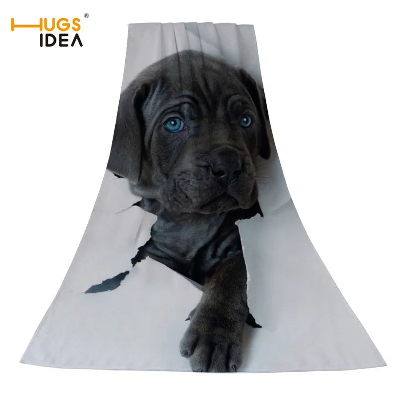 HUGSIDEA 3D Black Dog Head банное полотенце толстое большое из микрофибры s для