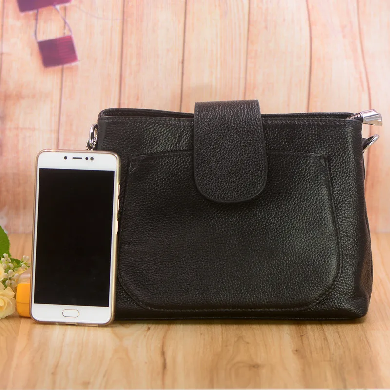 Модная женская сумка небольшая черная натуральная кожа роскошные дизайнерские