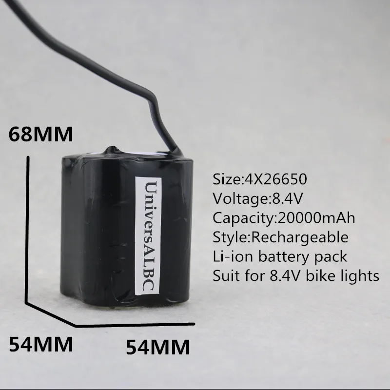 Перезаряжаемый 20000 mah 26650 аккумулятор 8,4 V 4x26550 для велосипедных фонарей с вилкой для зарядного устройства ЕС