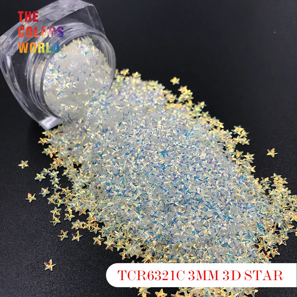 TCT-176 Звезда Форма 3D эффект красочный блеск 3 мм для гелевое украшение дизайн ногтей Блеск для ногтей макияж лицевой DIY украшения