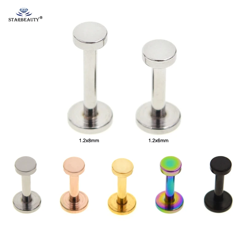 

2Pcs 1.2x6/8mm Round Disc Nose Piercing Helix Piercing Nariz Tragus Labret Stud Lip Nose Ring Cartilage Earrings Pircing Jewelry
