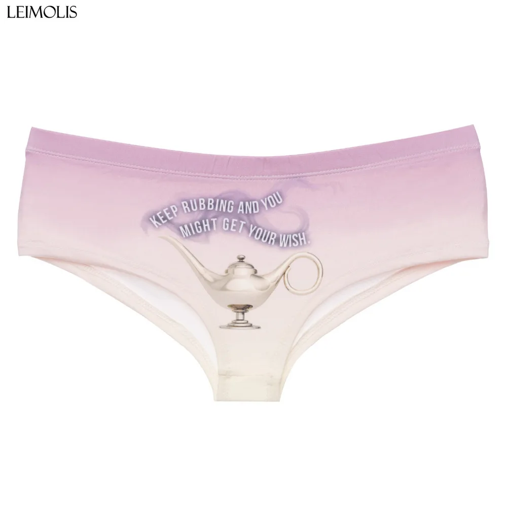 Женские трусики с надписью LEIMOLIS фиолетовые забавным принтом в виде чайника