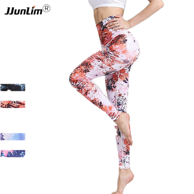 Женские штаны для йоги с высокой талией спортивные Леггинсы цветочным принтом