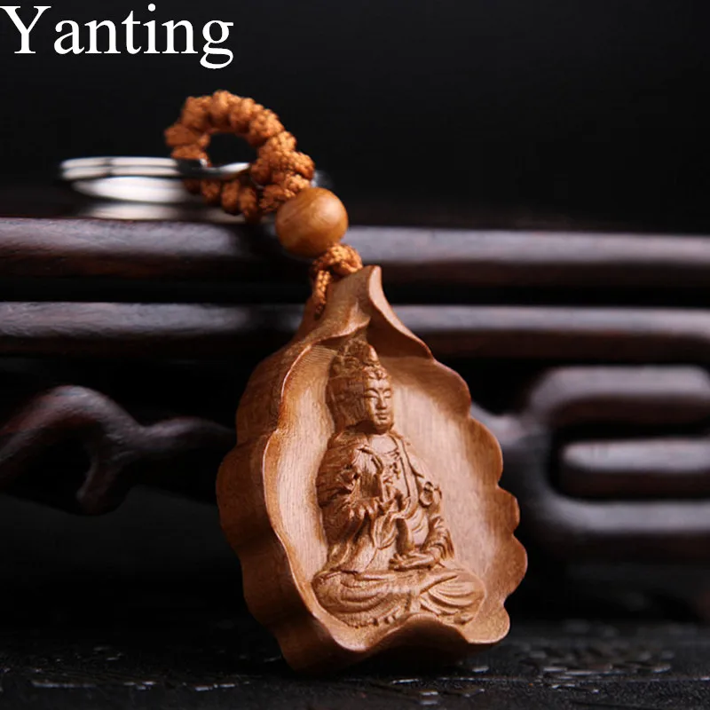 Yanting персиковые деревянные брелки для женщин и мужчин ювелирные изделия Bao Ping Guanyin