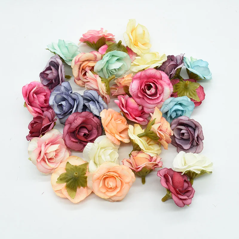 

20pcs Silk Roses Flowers Wall Cheap Artificial Flowers for Home Wedding Decoration Accessories Diy Scrapbook Gifts Fake Plants