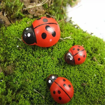 100pcs Wooden Beetle Ladybug Refrigerator Sponge Paster Cute Fridge Wall Sticker | Дом и сад