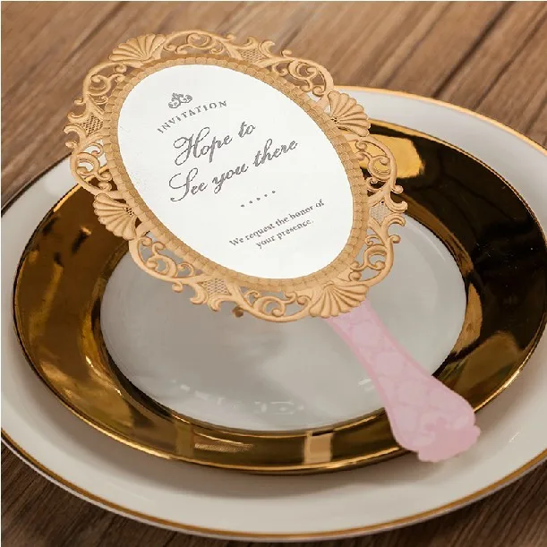 Новый стиль розовый зеркало Форма лазерная резка Свадебная Открытка Приглашения