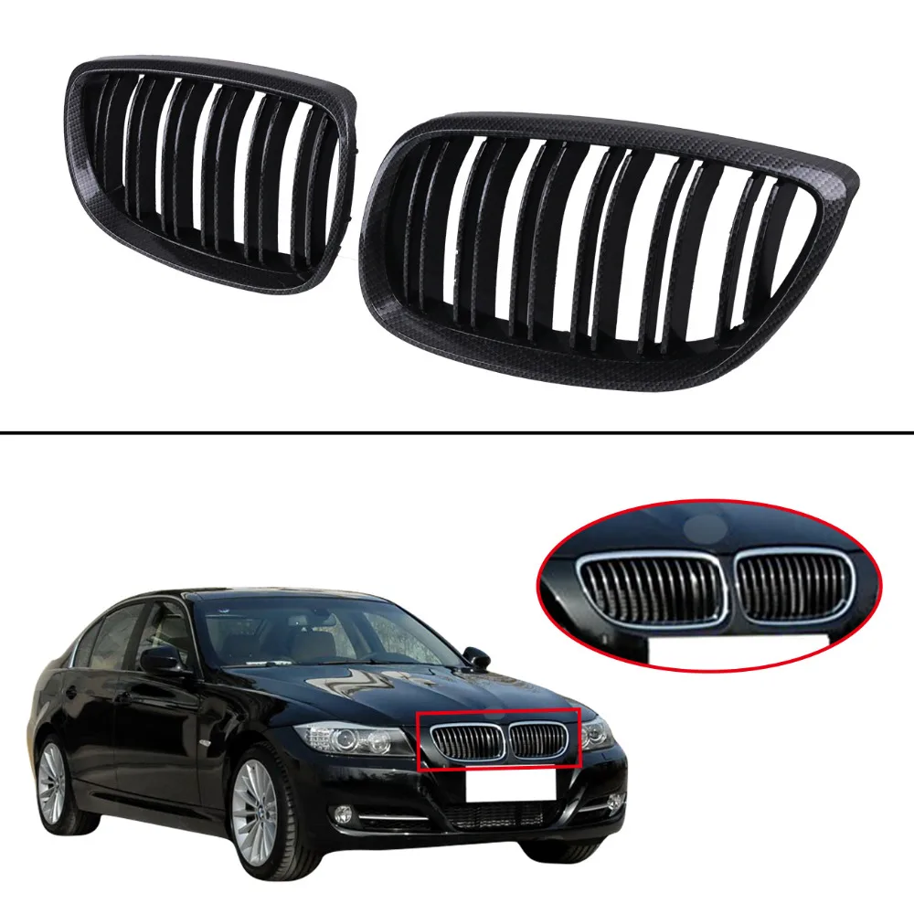Углеродистая черная двойная линия Передняя ножная решетка гриль для BMW E92 Coupe 2