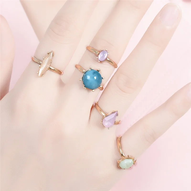 Pinksee 5 шт./компл. карамельный цвет натуральный камень регулируемые Кристальные