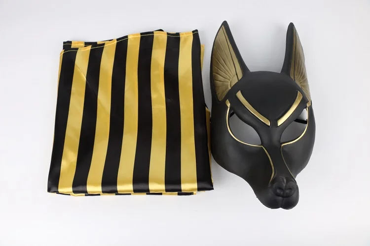 MASK AND HEADSCARF Египетская Anubis косплей маска для лица ПВХ Canis spp голова Волка шакал животное бутафория для маскарада вечерние Хэллоуин нарядное платье мяч - Цвет: MASK AND HEADSCARF