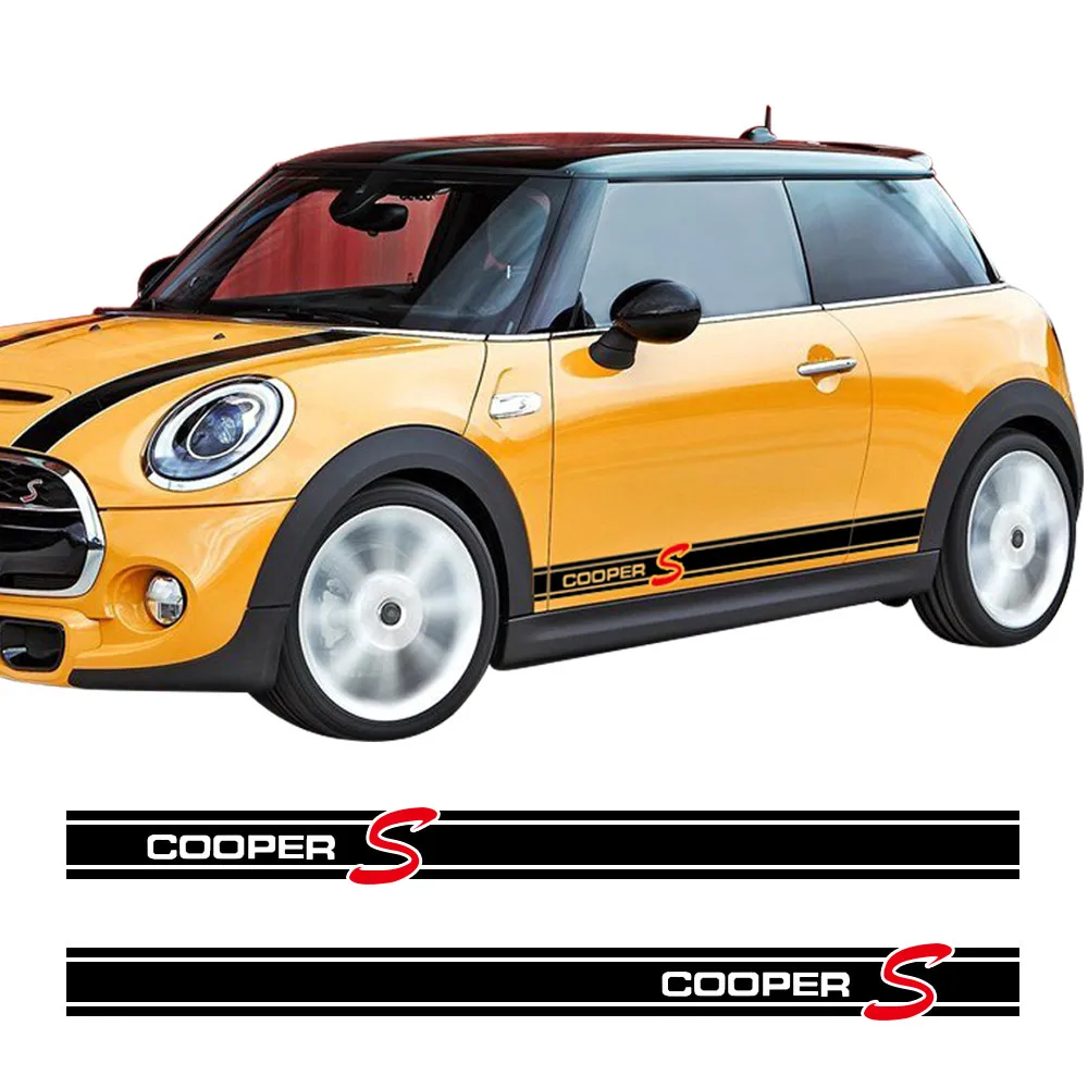 Car Side Skirt Sill Racing stripe Sticker and Decal for BMW MINI Cooper r56 r57 r58 r60 r61 f56 r50 r53 r52 f55 Styling |