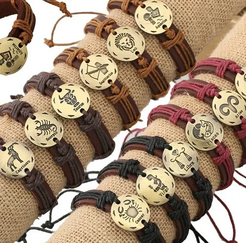 Гороскоп много 12 шт. Бесплатная доставка Регулируемая унисекс браслет подарки Fine