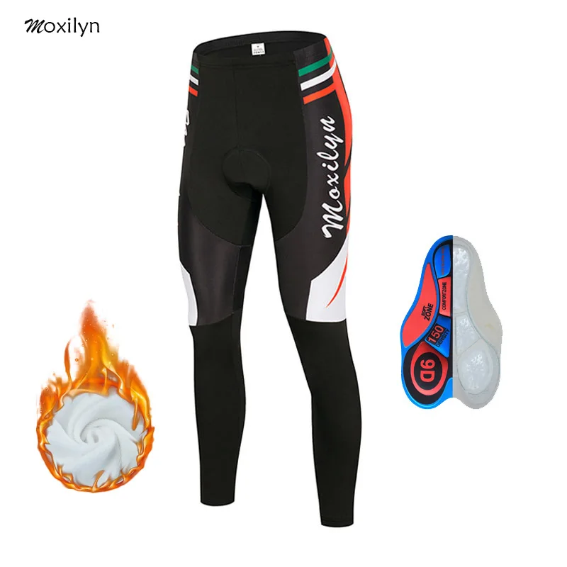 with fleece pants 1 Moxilyn, Мужская велосипедная Джерси, набор, Зимняя Теплая Флисовая одежда с длинным рукавом для велоспорта, Топ 9D, Мягкие штаны, ветронепроницаемые, дышащие, теплые - Цвет: with fleece pants 1