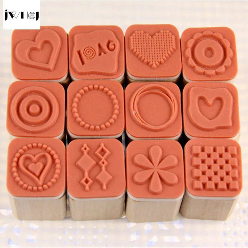 12 шт./компл. Мини милый дневник деревянный резиновый штамп подарочная коробка