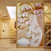 large flower vase mural customized size 3d relief wallpaper for living room modern simple decor entrance corridor wall covering