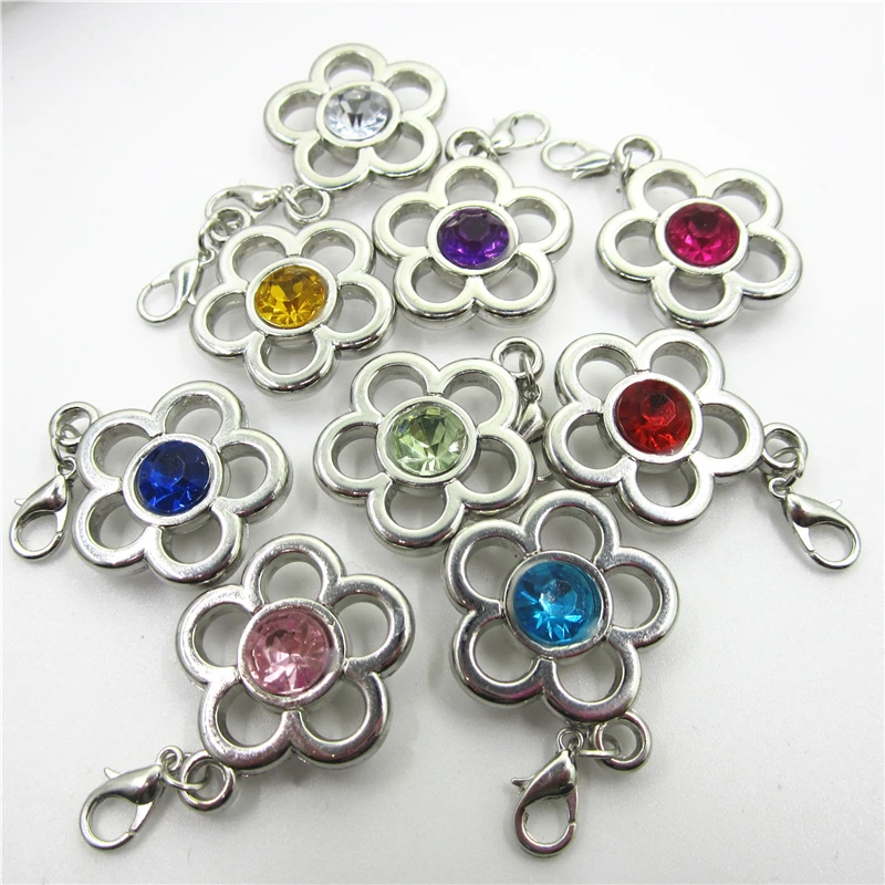 

50pcs/lot Mix random color CCB crystal Flowers dangle charms Lobster clasp charms for bracelet necklace diy jewelry accessory