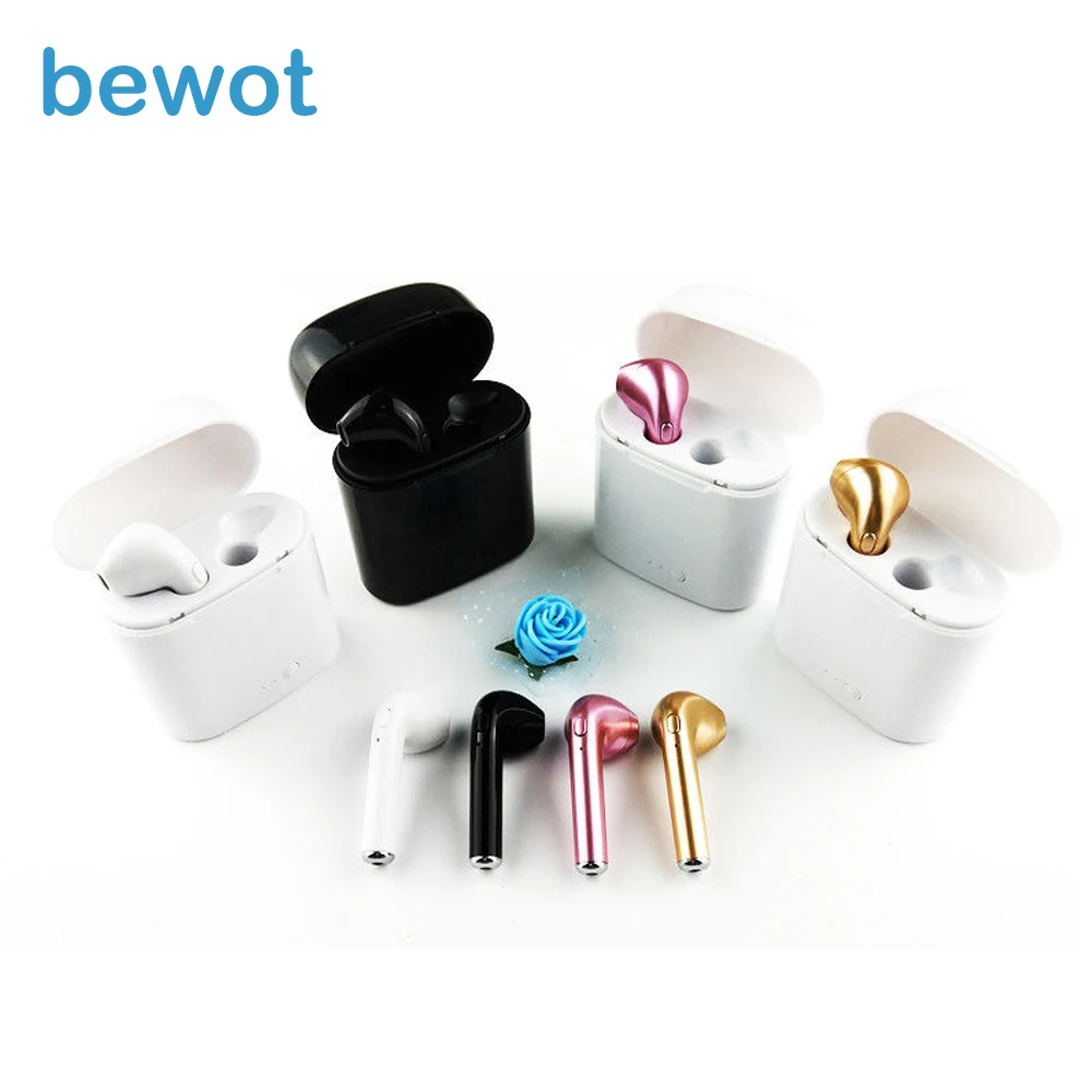 Bewot Bluetooth наушники TWS i7S настоящие Беспроводные спортивные гарнитура в ухо с