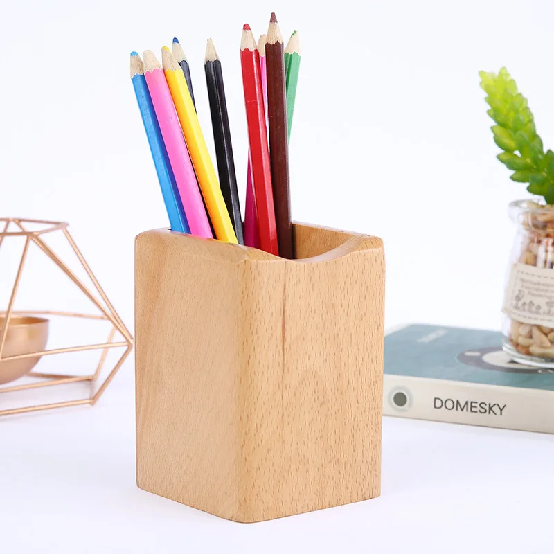 wood color Umitive 1 шт. ручка держатель многофункциональный квадратный орех деревянная щетка для макияжа чехол для хранения креативный офисный школьный Настольный хранения - Цвет: wood color