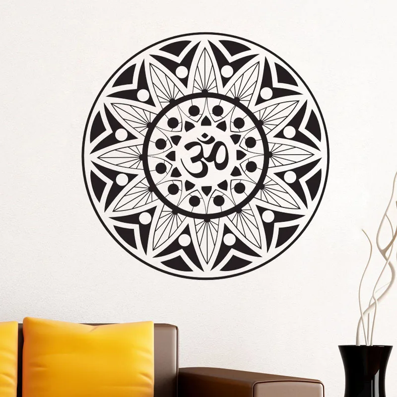 

ZOOYOO Circural Om Symbol Mandala Pattern Wall Sticker Living Room PVC Removable Self Adhesive Home Decor