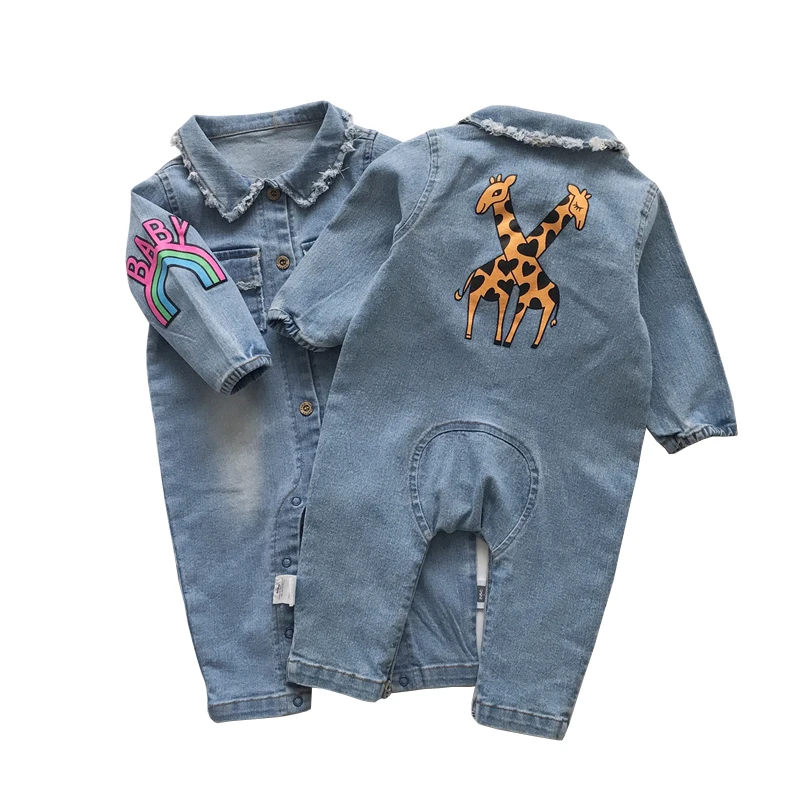 Джинсы для малышей комбинезоны осенние длинные хлопковые Комбинезоны маленьких