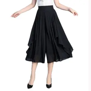 Женские шифоновые брюки, элегантные широкие свободные брюки с высокой талией на резинке, модель f527 на лето, размера плюс, 6XL