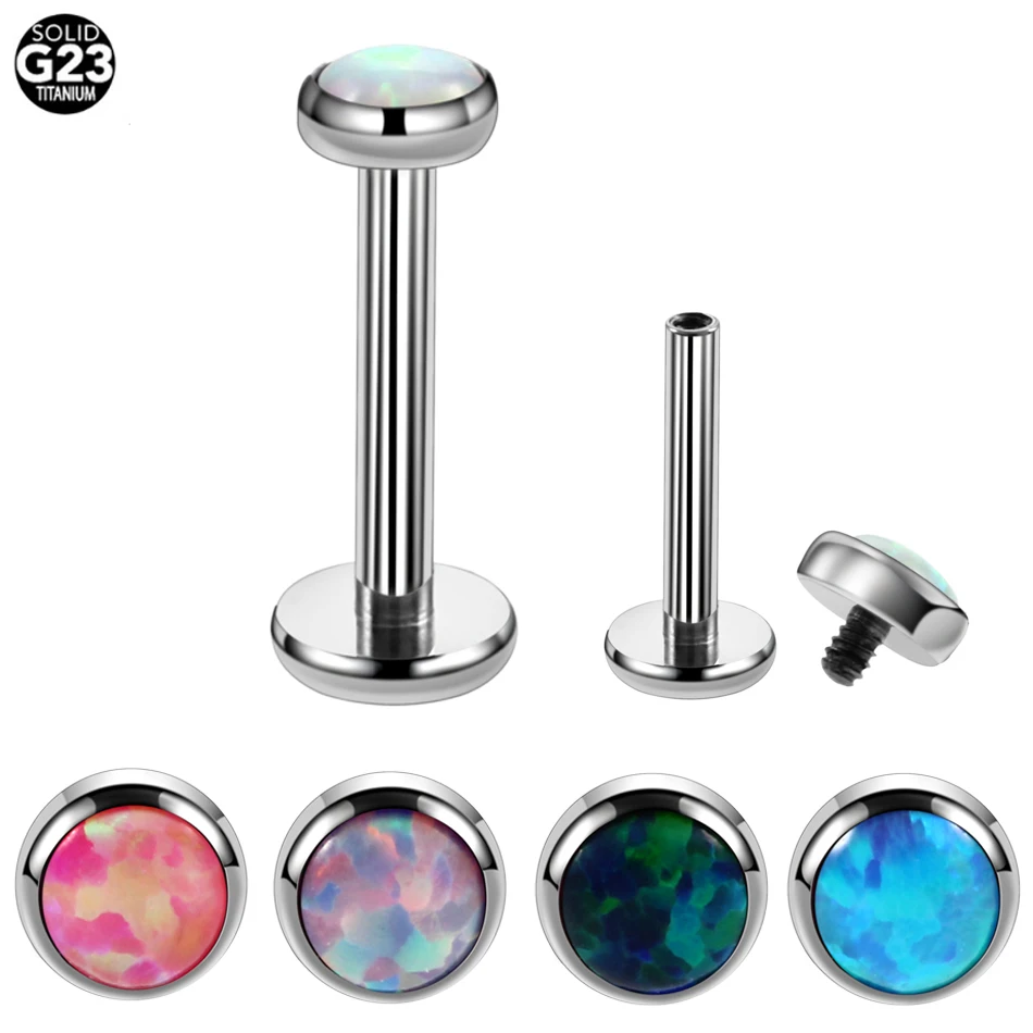 

H-S 1PC G23 Titanium Opal Labret Stud Rings Lip Bars Sexy Charming Ear Cartilage Tragus Piercing For Unisex Jewelry 16g