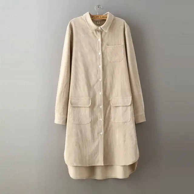 Женские винтажные вельветовые рубашки с длинным рукавом весенне осенние