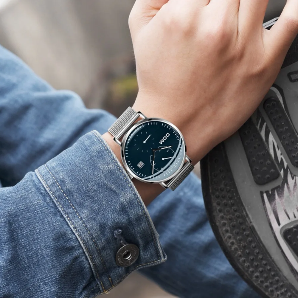 DOM мужские часы Топ люксовый бренд водонепроницаемые повседневные наручные Авто