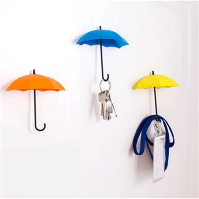 3 Pcs Colorful Umbrella Wall Hook Key Glasses Wallet Hair Pin Holder Organizer Decorative Hanger Decor Home Decoration | Дом и сад