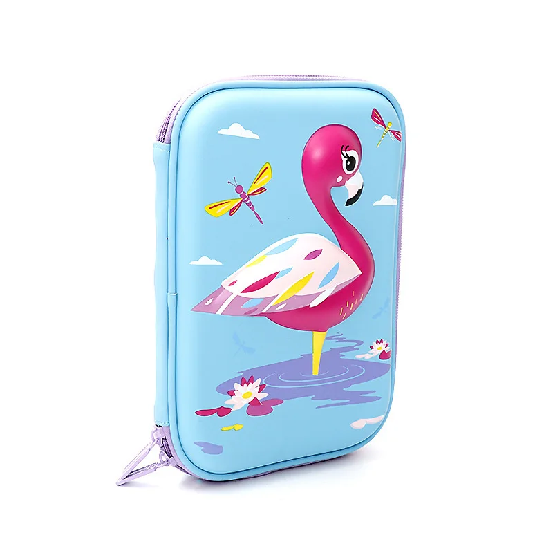 Чехол для карандашей с 3D рисунком фламинго пенал из ЭВА на молнии хранения