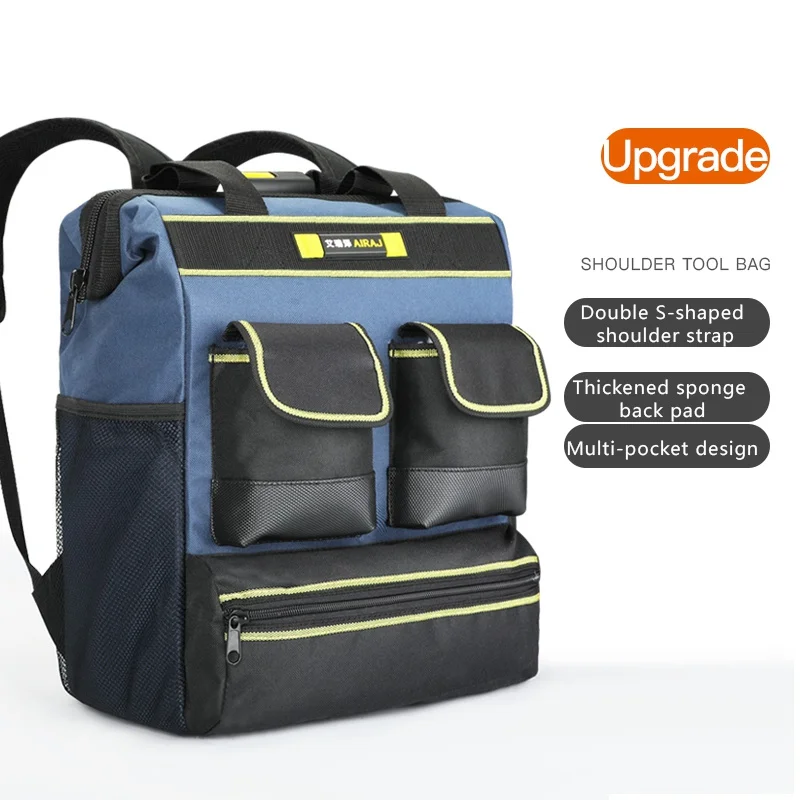 3111 AIRAJ Multi-function Tool Backpack 1680D Waterproof and Wear-resistant Tool Storage Bag for Electrician / Woodworking Tool Bag - Color: 3111
