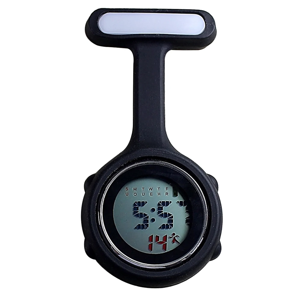 Черный Электронный стол медсестры женский стол 1 шт. Bigital Bisplay Bial зажим типа FOB Медсестры Брошь булавка подвесная сумка электрические часы круглый диаметр - Цвет: Черный