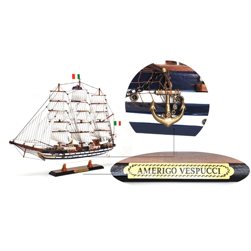 LUCKK 65 см AMERIGO VESPUCCI деревянная модель парусной лодки современный домашний интерьер украшения аксессуары ручной работы корабль игрушки орнамент