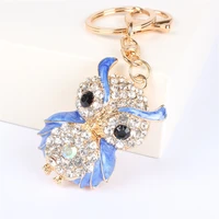 bluepinklight pink owl bird pendant charm rhinestone crystal purse bag keyring key chain accessories wedding party gift