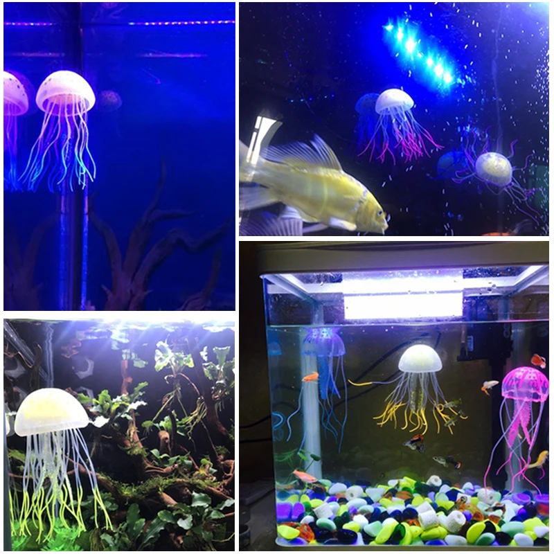 Люминесцентные Медузы Fish Tank украшения моделирование Декор для аквариума Поддельные Рыба украшения аквариум Медузы силиконовые