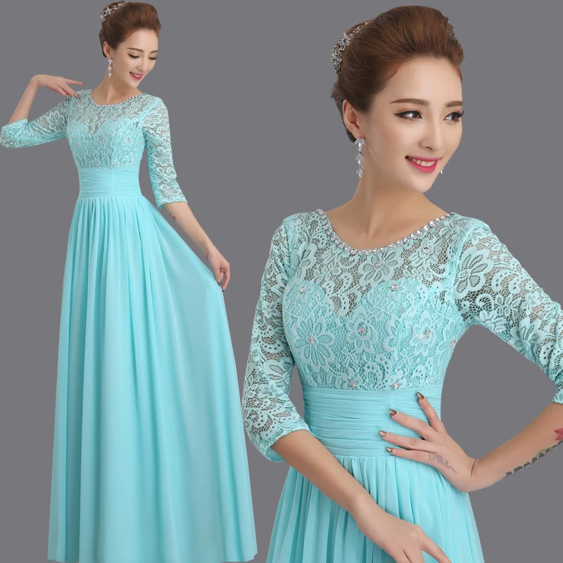 Светильник голубое платье подружки невесты длинное Новое Кружевное шифоновое с