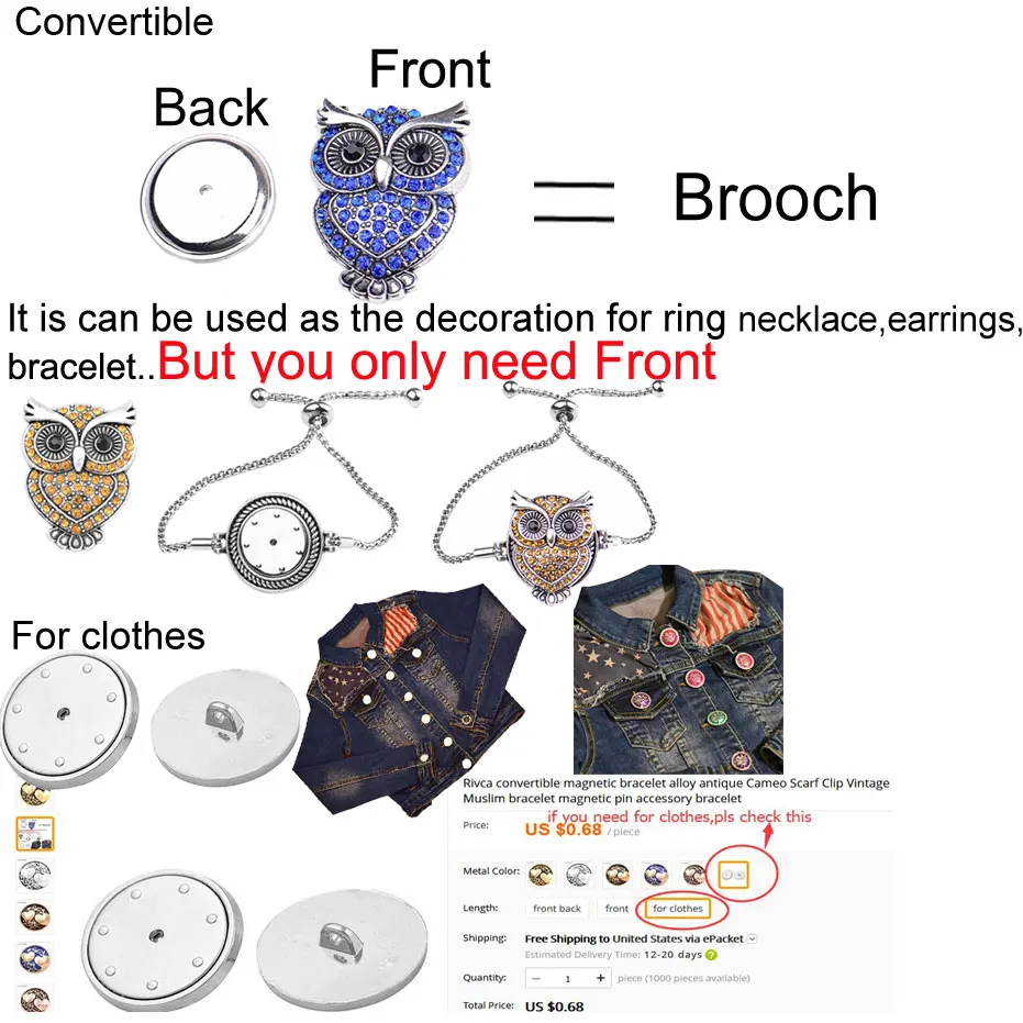 Rivca inserts convertible magnet brooch antique moon Headscarf Scarf Clip Vintage Muslim Brooch magnetic pin accessory |