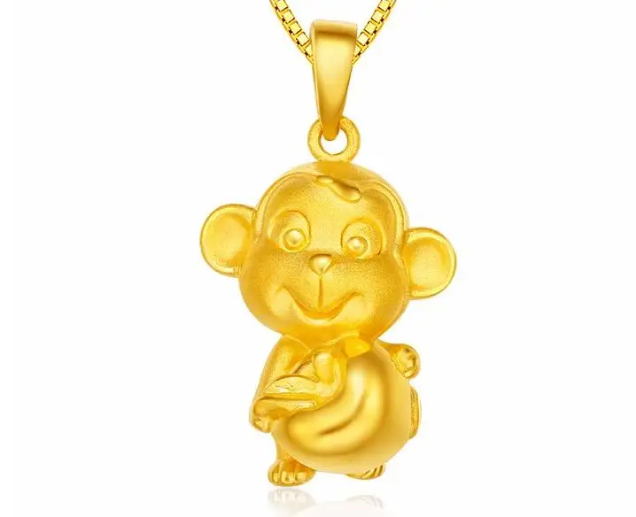 

New Pure 24K Yellow Gold Pendant / Bless Monkey Apple Pendant 2.69g