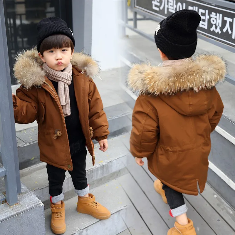 Зимние утепленные куртки для мальчиков ростом 90 160 см хлопковые пальто с