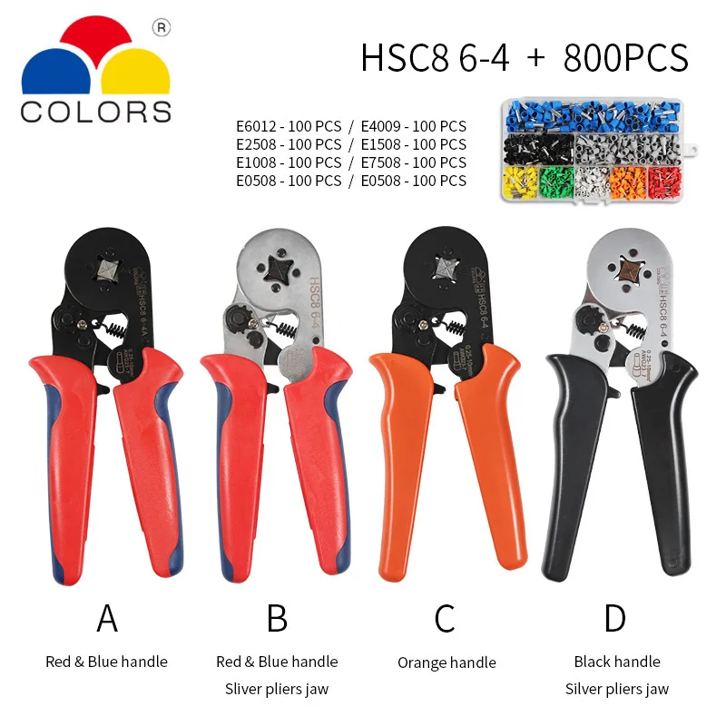 HSC8 обжимные клещи 0,25-10mm2 HSC8 6-4/6-6 0,25-6mm2 Тип трубки иглы Набор клеммных коробок мини кримпер давление провода инструмент
